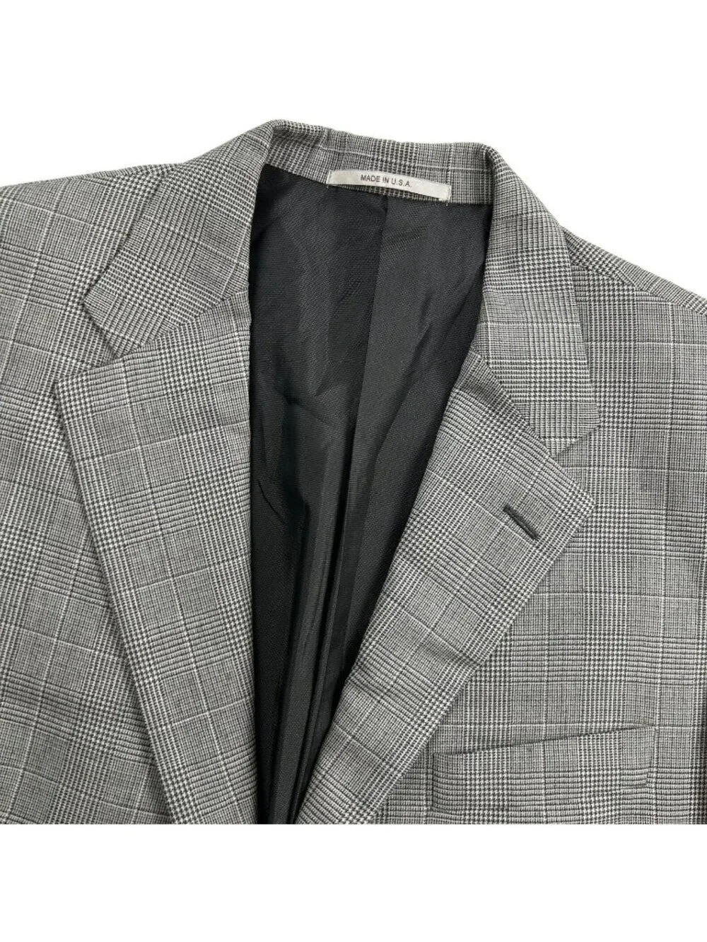 Hickey Freeman Men's 100% Wool 2-Button Blazer Glen Plaid • USA • 44L